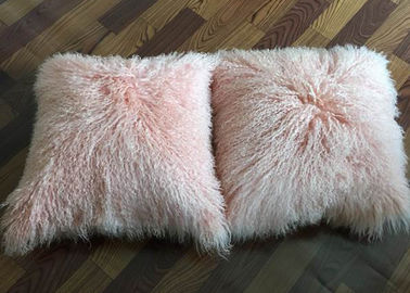 Porcellana Il cuscino mongolo della pelliccia arrossisce tiro mongolo tibetano genuino lussuoso rosa della pelliccia fornitore