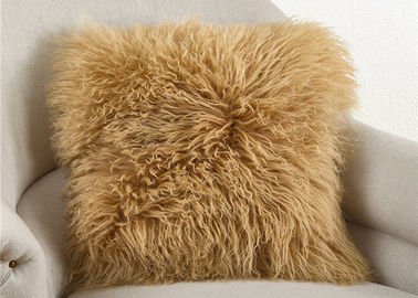Porcellana Quadrato a 20 pollici tinto della lana di Brown del cuscino mongolo lungo della pelliccia per l'OEM addormentato fornitore