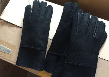 Porcellana Doppia guanti allineati delle signore pelle di pecora di cuoio nera respirabile per uso del telefono cellulare  fornitore