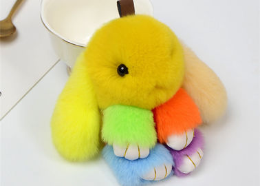 Porcellana Coniglio Keychain lanuginoso con colore su misura, anello portachiavi del coniglio di coniglietto 30g fornitore