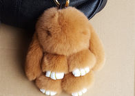 Pelliccia piacevole Keychain, catena chiave del coniglio di Brown della bambola della pelliccia del coniglietto per gli incanti della borsa delle donne