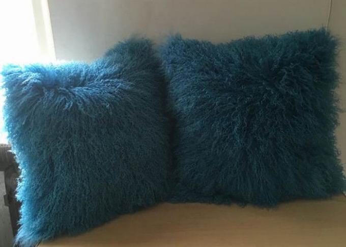 18x 18" singolo colore parteggiato degli azzurri della copertura del cuscino della pelliccia dell'agnello del cuscino tibetano della pelliccia