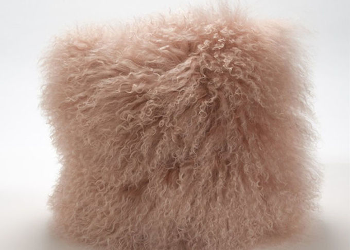 Pollice mongolo del cuscino di tiro della pelliccia dell'agnello di rosa lungo della lana 20x20 per la stanza di stato dell'aria