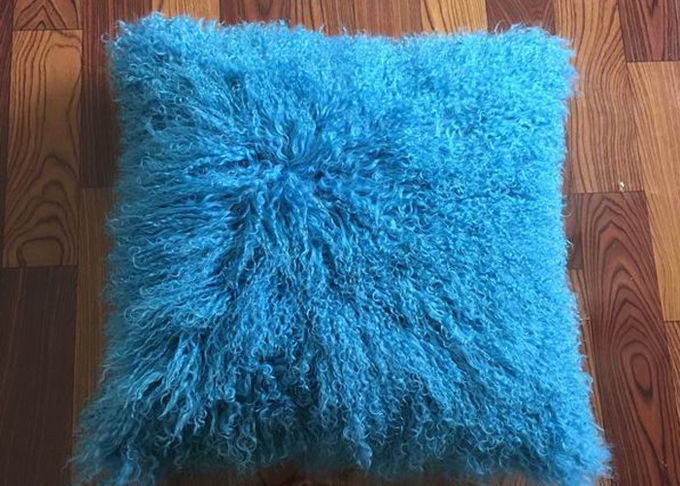 18x 18" singolo colore parteggiato degli azzurri della copertura del cuscino della pelliccia dell'agnello del cuscino tibetano della pelliccia
