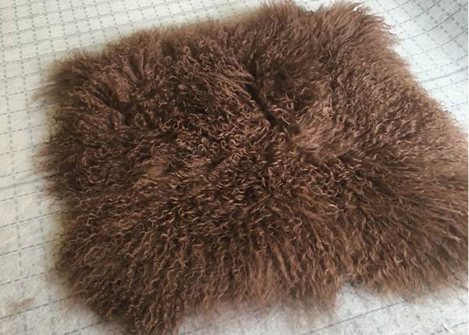 Il doppio mongolo reale del cuscino di tiro di Brown della pelle di pecora ha parteggiato pelliccia per capelli lunghi