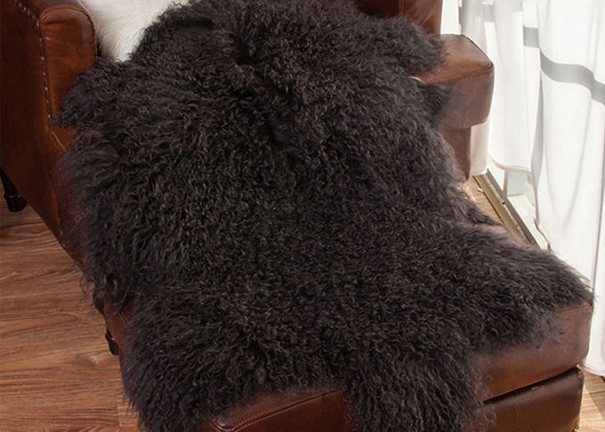 Grande coperta bianca pelliccia mongola/tibetana di 100% della pelle di pecora dei capelli lunghi ricci molli dell'agnello