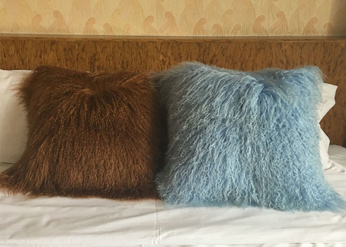CUSCINO MONGOLO TIBETANO TAN 50cm della PELLICCIA della PELLE DI PECORA del cuscino mongolo della pelliccia