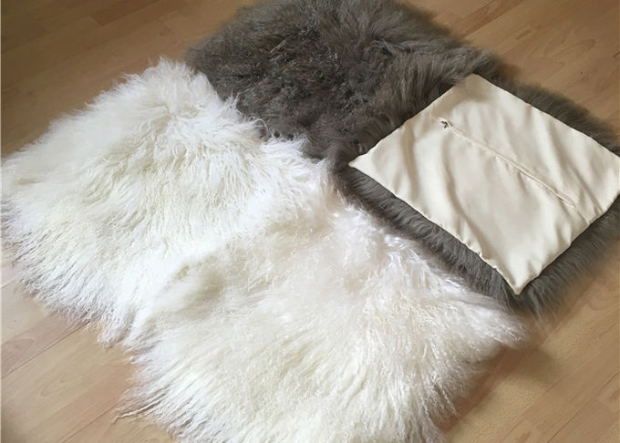 Cuscino di tiro reale irsuto della pelliccia della pelliccia del cuscino delle pecore tibetane mongole della crema 18