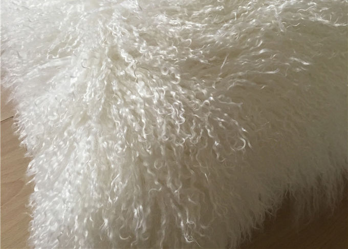 Cuscino di tiro reale irsuto della pelliccia della pelliccia del cuscino delle pecore tibetane mongole della crema 18