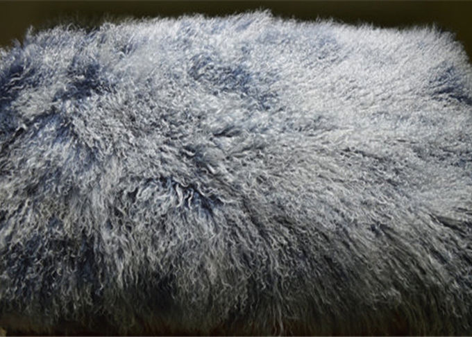 Pelliccia grigia dell'agnello del mongolian delle coperte 100% della pelle di pecora della camera da letto del cuoio del pellame con capelli lunghi