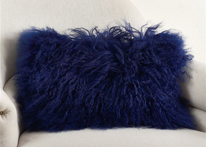Quadrato a 20 pollici tinto della lana di Brown del cuscino mongolo lungo della pelliccia per l'OEM addormentato