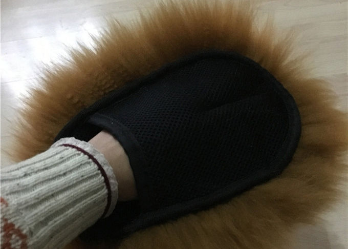 Singolo lato della lana della pelle di pecora del guanto mezzo bianco naturale dell'autolavaggio con la parte posteriore della maglia