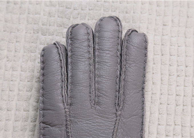 Doppia pelle di pecora allineata, guanti dei guanti del cuoio del fronte di azionamento antivento della pelle di pecora