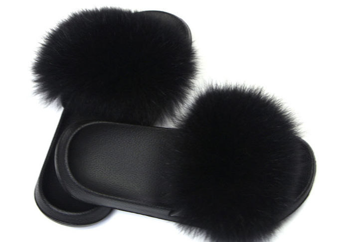 Slittamento di Fox delle signore anti delle pantofole lussuose genuine della pelliccia comodo per l'inverno di autunno