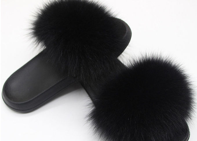Slittamento di Fox della peluche delle donne di inverno anti delle pantofole reali della pelliccia con la sogliola della gomma di EVA
