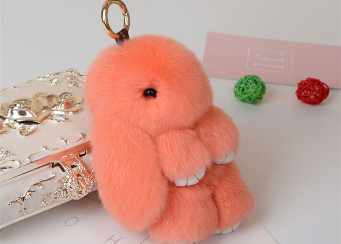 Pelliccia piacevole Keychain, catena chiave del coniglio di Brown della bambola della pelliccia del coniglietto per gli incanti della borsa delle donne