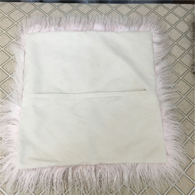 Copertura sfocata bianca quadrata a 20 pollici del cuscino, cuscino mongolo molle del Lumbar della pelliccia 