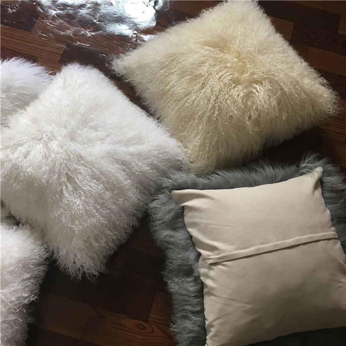 16" cuscino mongolo della lana d'agnello della pelle di pecora del cuscino della pelle di pecora della lana della pelliccia della federa mongola del cuoio