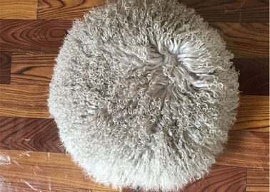 Porcellana Il cuscino mongolo rotondo della pelliccia dei capelli lunghi grigio chiaro liscia con il rivestimento della pelliccia delle pecore di shearling fornitore