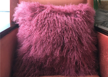 Porcellana Copertura mongola porpora del cuscino della pelliccia della pelle d'agnello dei capelli lunghi tibetani reali del cuscino fornitore