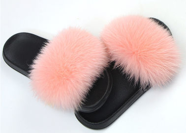 Porcellana Sandali su misura delle pantofole della pelliccia di Fox delle donne di colore con capelli sfocati/sogliola di gomma fornitore