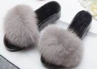 Pantofole simili a pelliccia della Camera della pelliccia genuina grigio chiaro molli per dell'interno/Ourdoor
