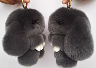 Forma animale del coniglio della pelliccia della peluche sveglia reale grigio scuro di Keychain per l'indumento