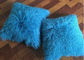 18x 18&quot; singolo colore parteggiato degli azzurri della copertura del cuscino della pelliccia dell'agnello del cuscino tibetano della pelliccia fornitore