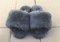 Le pantofole grige della lana delle pecore della lana spessa aprono la pelliccia calda del dito del piede per l'inverno dell'interno fornitore