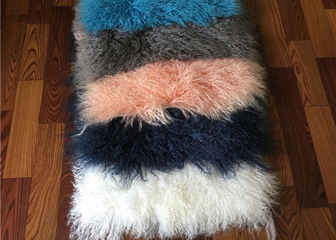 Cuscino lungo di lusso dello strato della pelliccia delle pecore della pelliccia degli azzurri mongoli del cuscino in hotel