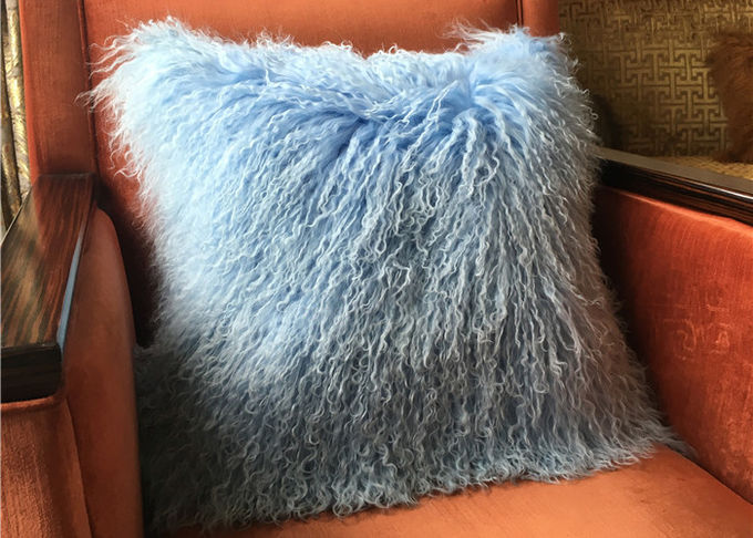 Cuscino lungo di lusso dello strato della pelliccia delle pecore della pelliccia degli azzurri mongoli del cuscino in hotel
