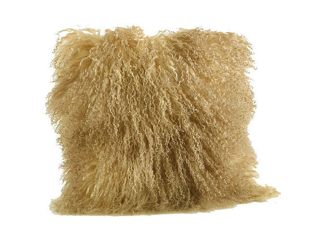 Cammello genuino marrone chiaro del cuscino della pelle di pecora del Tibet della pelliccia dei capelli mongoli reali di Wave 40cm