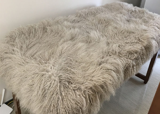 Tessuto mongolo della pelliccia dell'agnello tibetano per Grey 60 * 90cm del cuscino di tiro