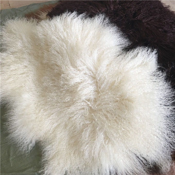 Copertura tibetana del cuscino della pelliccia dell'agnello della pelle d'agnello del cuscino della pelliccia dei capelli lunghi ricci mongoli del tiro